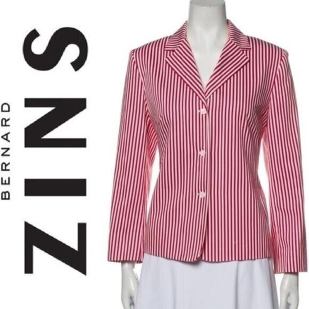 BERNARD ZINS Paris French designer Red Striped nautical Blazer jacket Size small